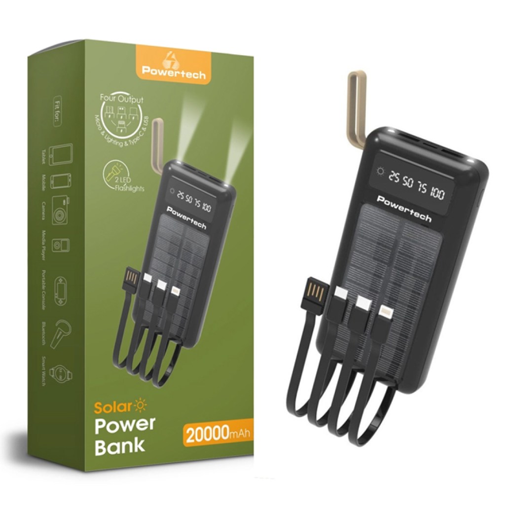 ηλιακό-power-bank-pt-1084-με-καλώδια-οθόνη,-20000mah,-μαύρο-powertech